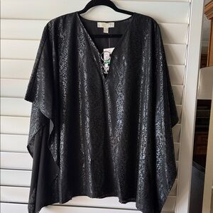Michael Kors Black Shimmer V-Neck Tunic L/XL